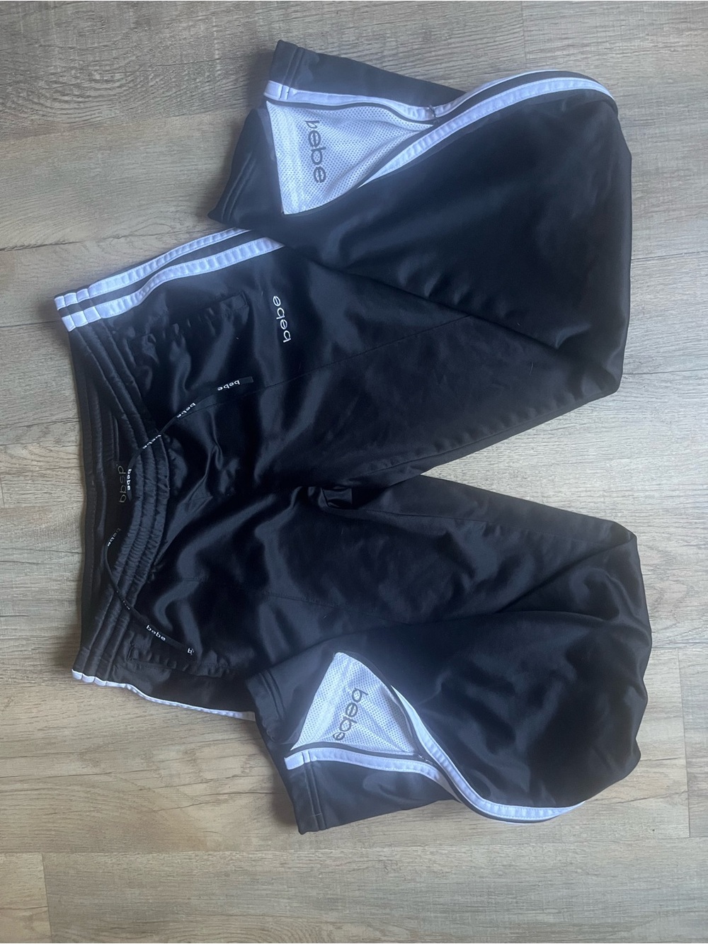 Y2K bebe Black Track Pants with White Trim